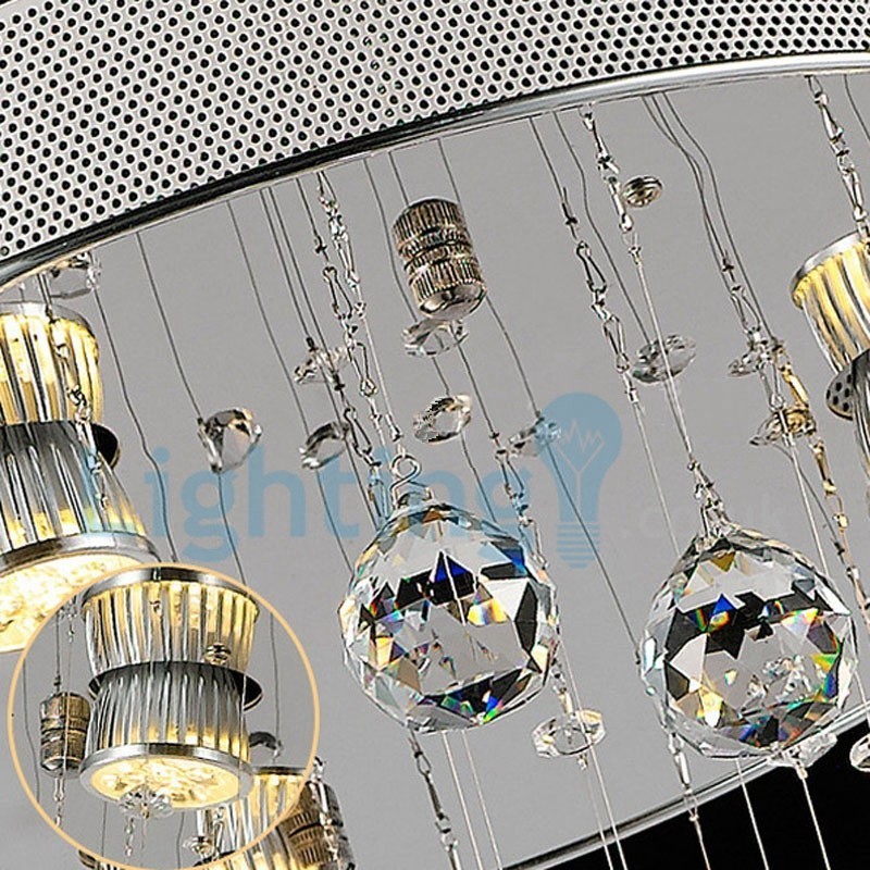 Lampadario a sospensione moderno contemporaneo con cristalli a goccia 80 x 80 x 55 cm