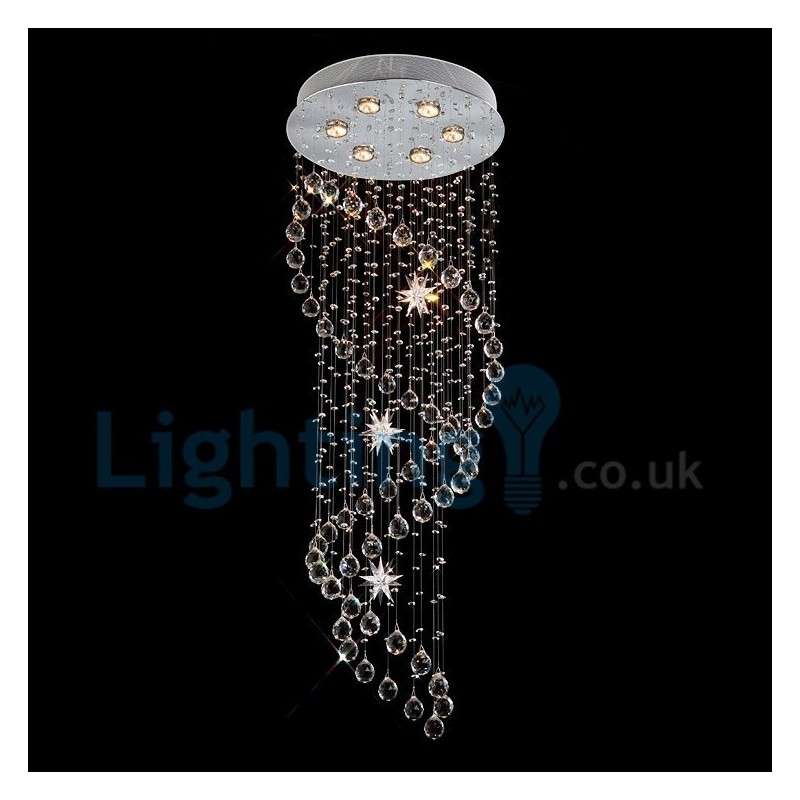 Lampadario a sospensione moderno con gocce di cristallo 50x50x150 cm, 6 LED