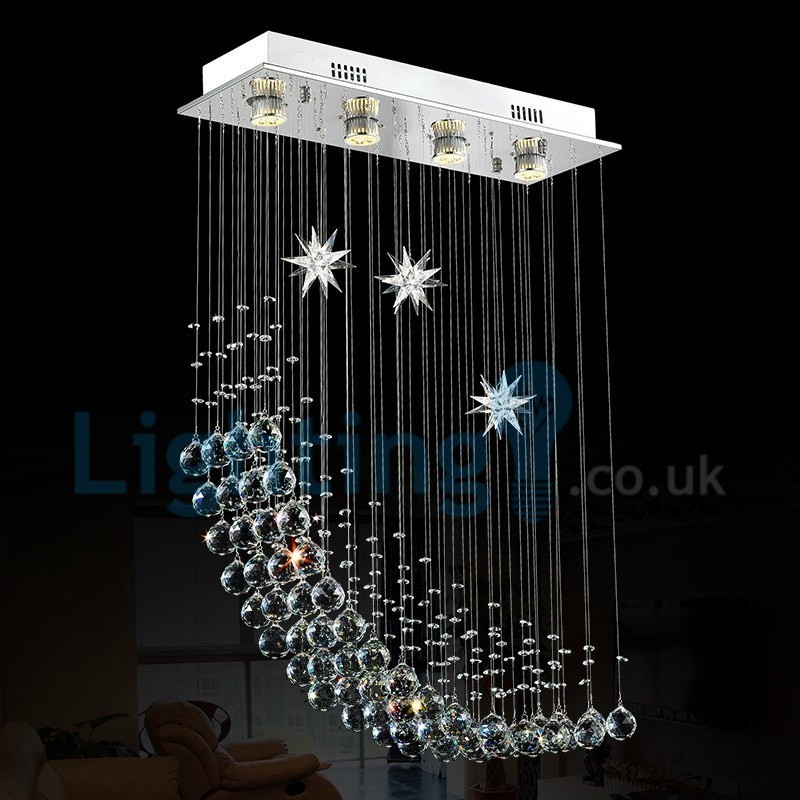 Lampadario a sospensione moderno in cristallo a goccia 60 x 20 x 90 cm 4 lampadine LED
