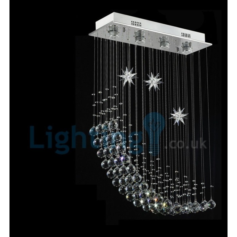Lampadario a sospensione moderno in cristallo a goccia 60 x 20 x 90 cm 4 lampadine LED