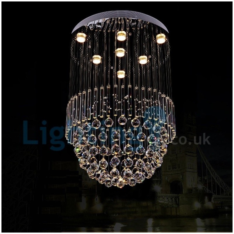 Lampadario a sospensione moderno in cristallo a goccia 7 luci LED 60 x 60 x 80 cm