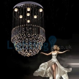 Lampadario a sospensione moderno in cristallo a goccia 7 luci LED 60 x 60 x 80 cm