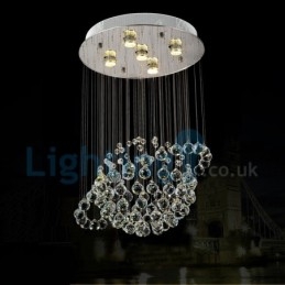 Lampadario a sospensione moderno con gocce di cristallo, 5 luci LED, 50x50x80 cm