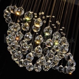 Lampadario a sospensione moderno con gocce di cristallo, 5 luci LED, 50x50x80 cm