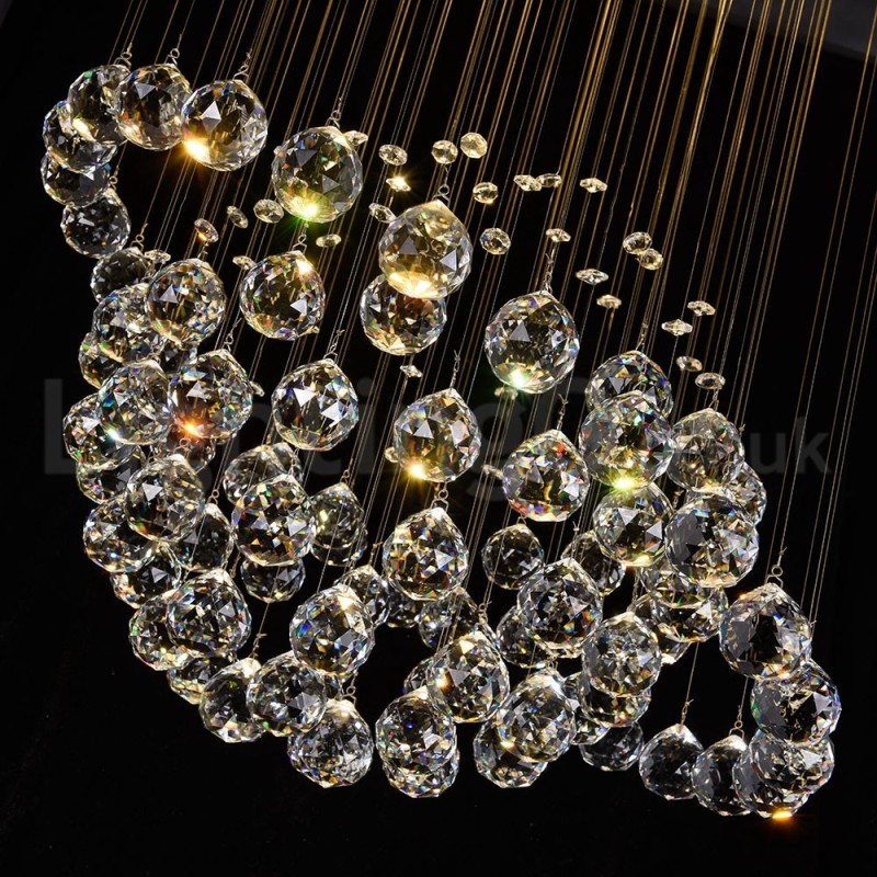 Lampadario a sospensione moderno con gocce di cristallo, 5 luci LED, 50x50x80 cm