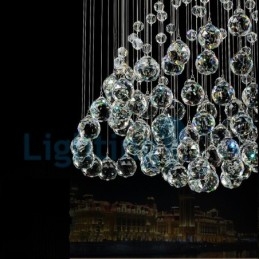 Lampadario a sospensione moderno con gocce di cristallo, 5 luci LED, 50x50x80 cm