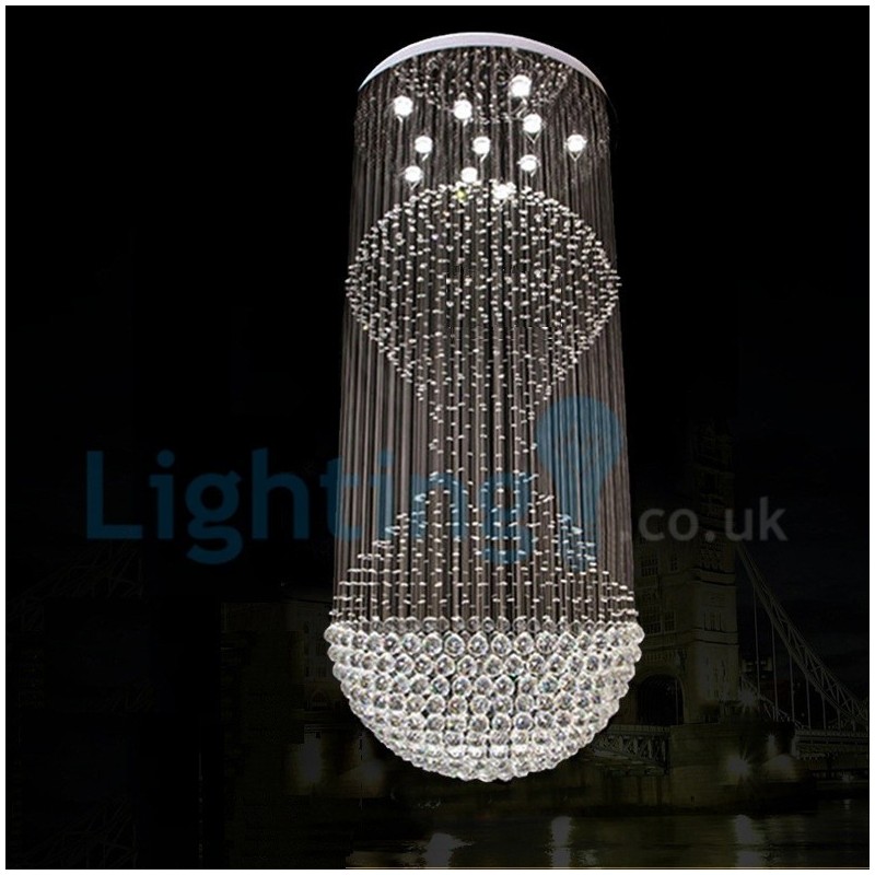 Lampadario a sospensione moderno in cristallo a goccia 80x80x200 cm 11 luci LED