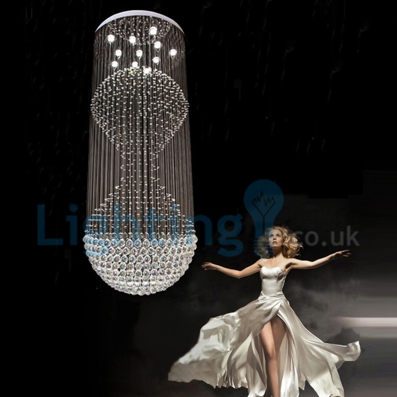 Lampadario a sospensione moderno in cristallo a goccia 80x80x200 cm 11 luci LED