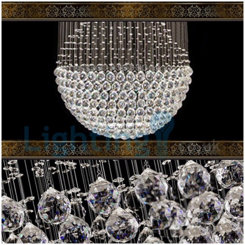 Lampadario a sospensione moderno in cristallo a goccia 80x80x200 cm 11 luci LED