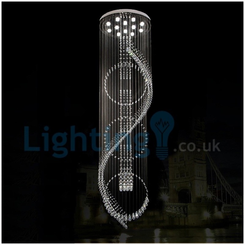Lampadario a sospensione moderno in cristallo a goccia 80 x 80 x 300 cm, 12 LED