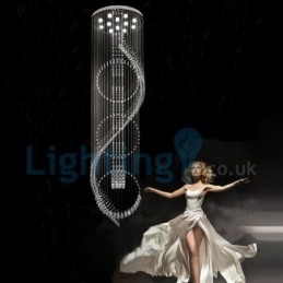 Lampadario a sospensione moderno in cristallo a goccia 80 x 80 x 300 cm, 12 LED
