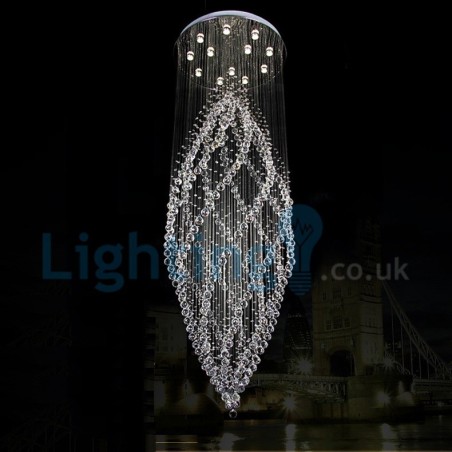 Lampadario a sospensione moderno con gocce di cristallo 80 x 80 x 248 cm, 12 LED