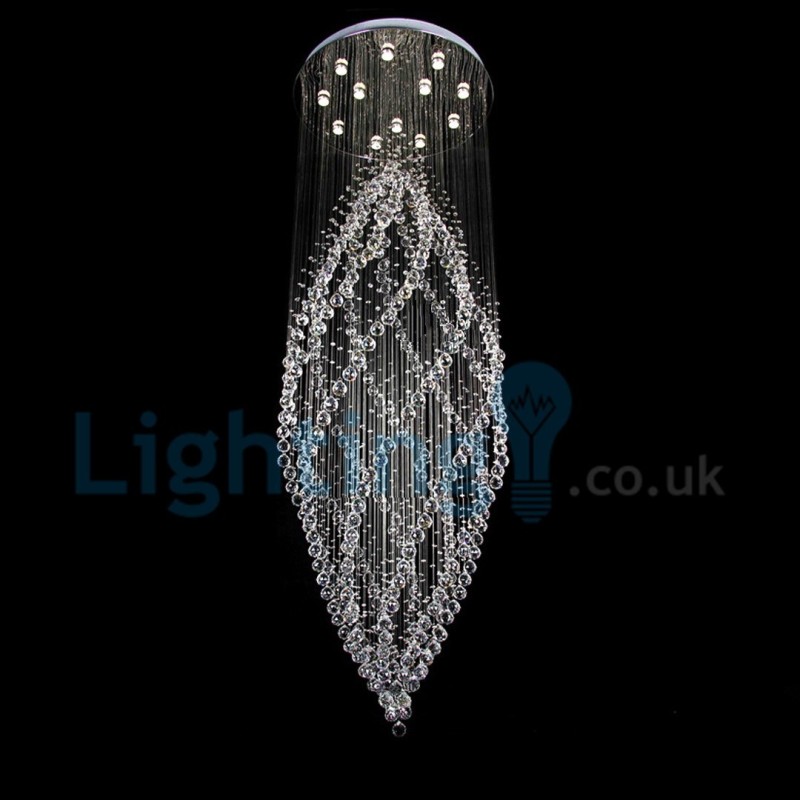Lampadario a sospensione moderno con gocce di cristallo 80 x 80 x 248 cm, 12 LED