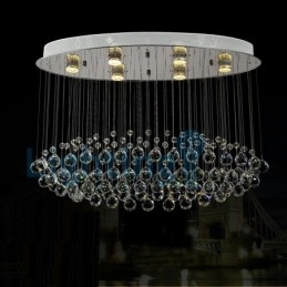 Lampadario a sospensione moderno con cristalli a goccia, 80 x 30 x 60 cm, 6 LED