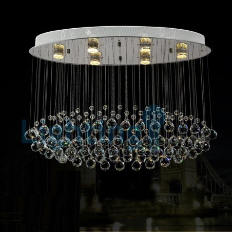 Lampadario a sospensione moderno con cristalli a goccia, 80 x 30 x 60 cm, 6 LED