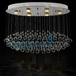 Lampadario a sospensione moderno con cristalli a goccia, 80 x 30 x 60 cm, 6 LED