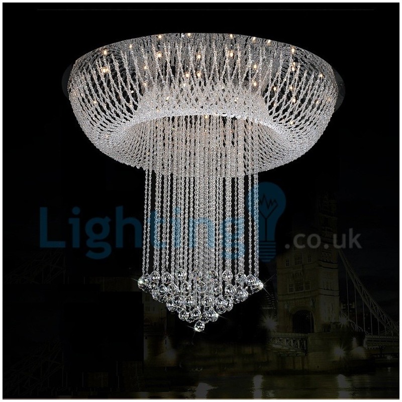 Lampadario moderno a sospensione a filo con gocce di cristallo 80x80x100 cm
