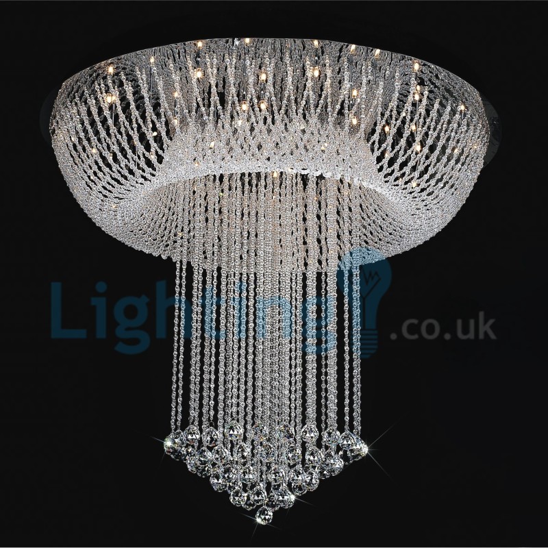 Lampadario moderno a sospensione a filo con gocce di cristallo 80x80x100 cm
