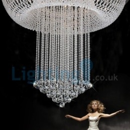 Lampadario moderno a sospensione a filo con gocce di cristallo 80x80x100 cm