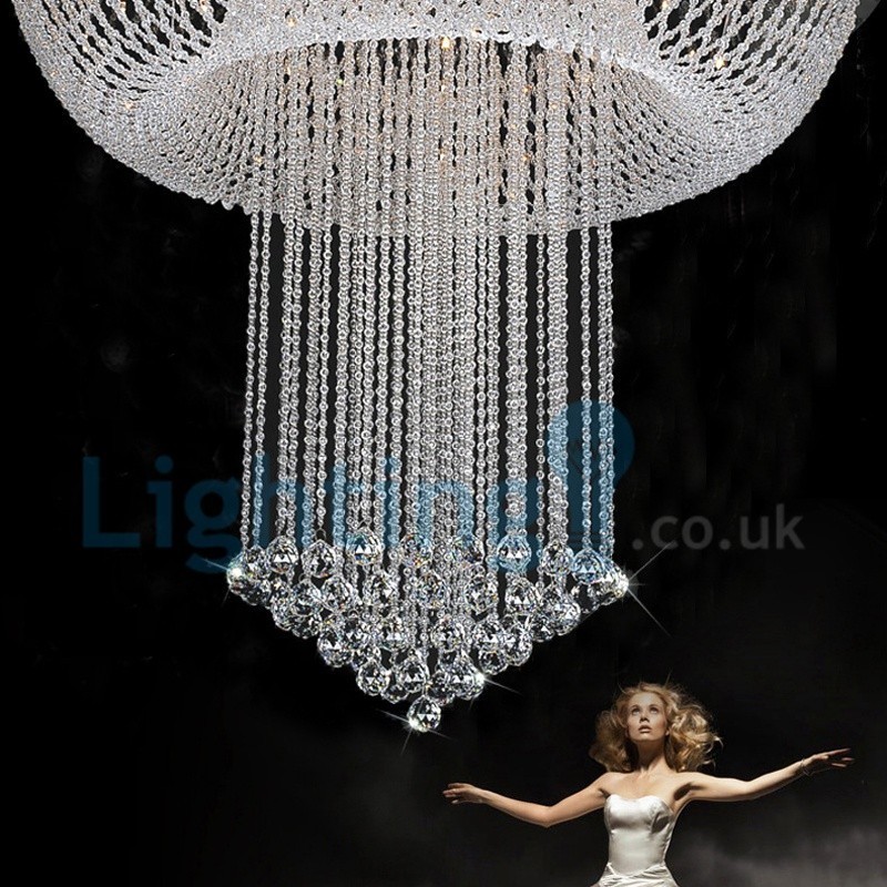 Lampadario moderno a sospensione a filo con gocce di cristallo 80x80x100 cm