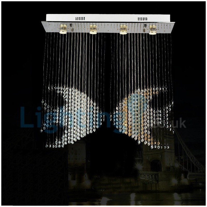 Lampadario a sospensione moderno in cristallo a goccia 80x20x80 cm 4x3 W LED