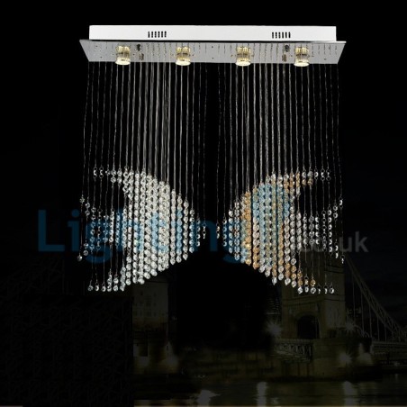 Lampadario a sospensione moderno in cristallo a goccia 80x20x80 cm 4x3 W LED