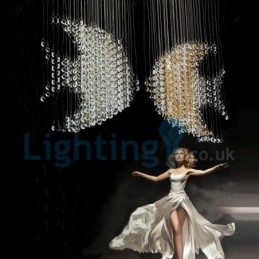 Lampadario a sospensione moderno in cristallo a goccia 80x20x80 cm 4x3 W LED