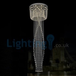 Lampadario a sospensione moderno in cristallo a goccia 80 x 80 x 260 cm, 13 LED