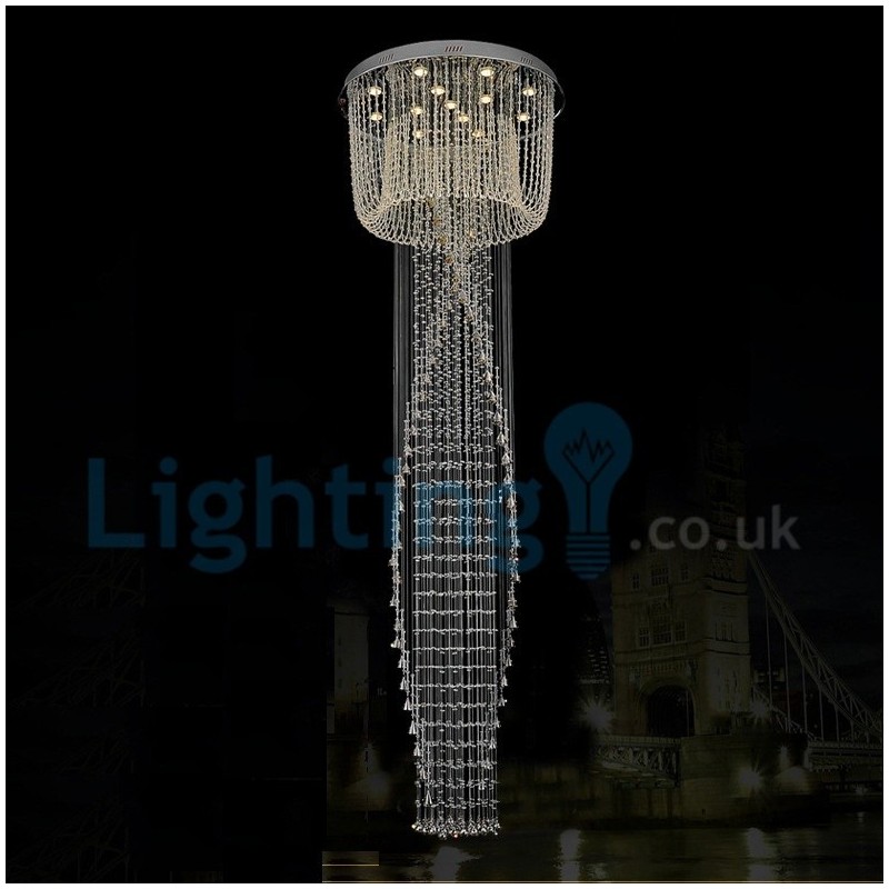 Lampadario a sospensione moderno in cristallo a goccia 80 x 80 x 260 cm, 13 LED