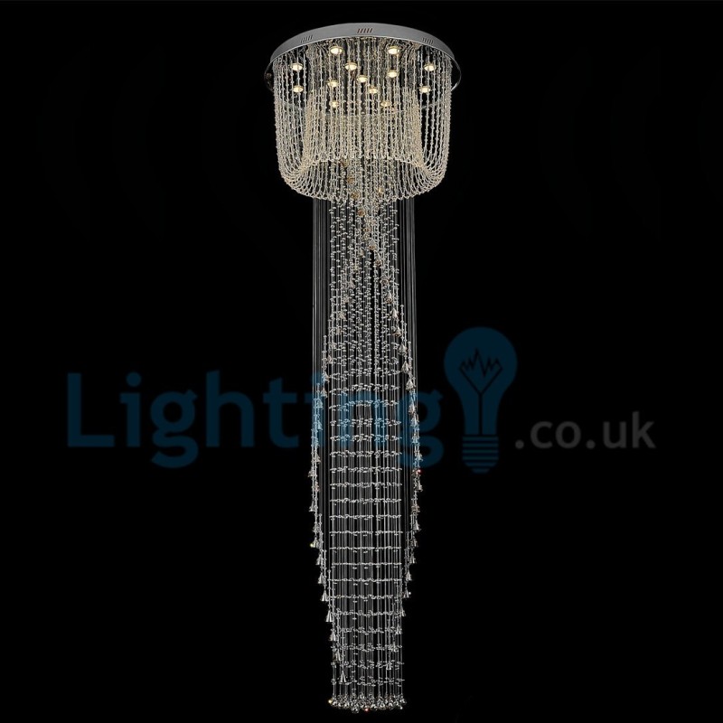 Lampadario a sospensione moderno in cristallo a goccia 80 x 80 x 260 cm, 13 LED