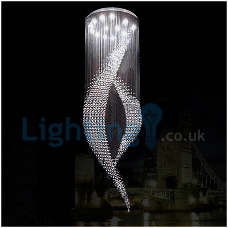 Lampadario moderno a sospensione in cristallo a goccia 13 LED 80x80x280 cm