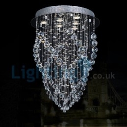 Lampadario a sospensione moderno in cristallo a goccia 6 luci 60x60x70 cm