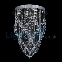 Lampadario a sospensione moderno in cristallo a goccia 6 luci 60x60x70 cm