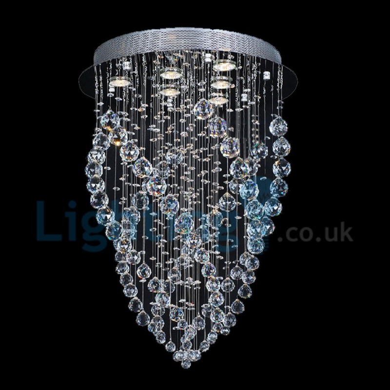 Lampadario a sospensione moderno in cristallo a goccia 6 luci 60x60x70 cm