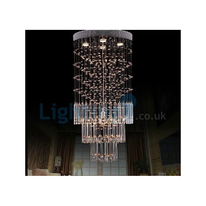 Lampadario a sospensione moderno in cristallo a goccia, 4 LED, 50 x 50 x 100 cm