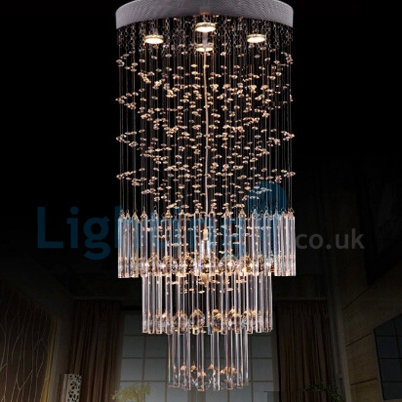 Lampadario a sospensione moderno in cristallo a goccia, 4 LED, 50 x 50 x 100 cm