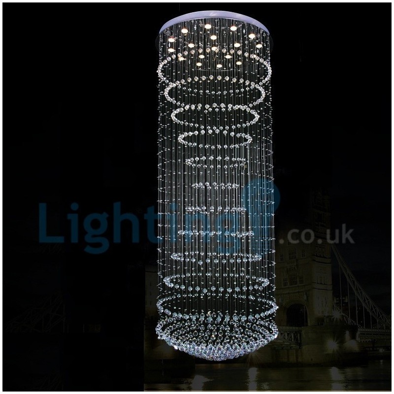Lampadario a sospensione moderno in cristallo a goccia 100×100×300 cm 17 LED