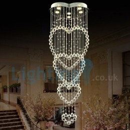 Lampadario a sospensione moderno in cristallo a goccia, 6 luci LED