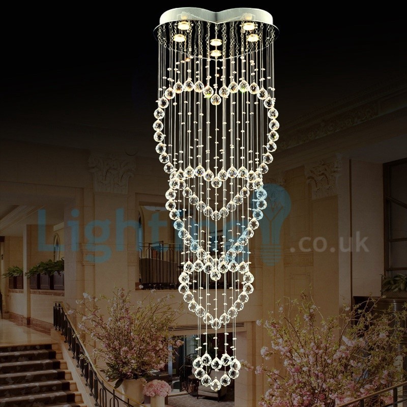 Lampadario a sospensione moderno in cristallo a goccia, 6 luci LED