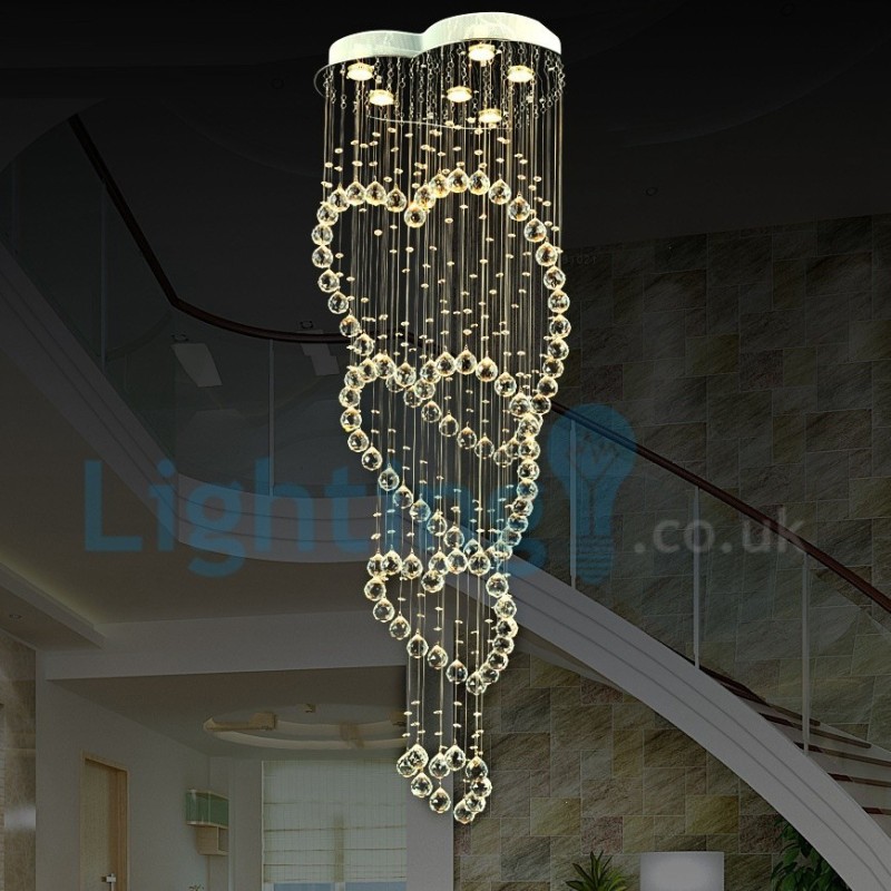 Lampadario a sospensione moderno in cristallo a goccia, 6 luci LED