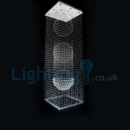 Lampadario a sospensione moderno in cristallo a goccia 100x100x260 cm, 15 luci LED