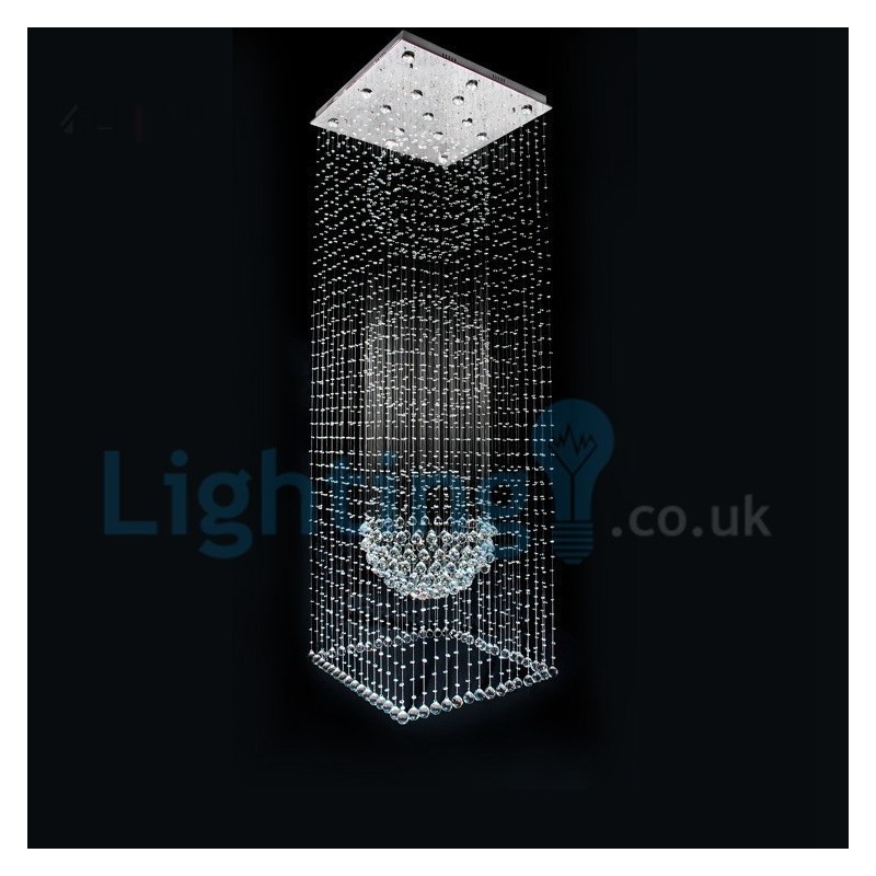 Lampadario a sospensione moderno in cristallo a goccia 100x100x260 cm, 15 luci LED