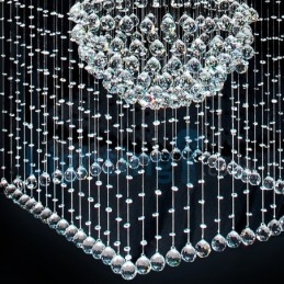 Lampadario a sospensione moderno in cristallo a goccia 100x100x260 cm, 15 luci LED