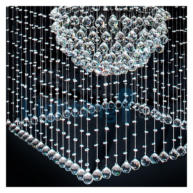 Lampadario a sospensione moderno in cristallo a goccia 100x100x260 cm, 15 luci LED