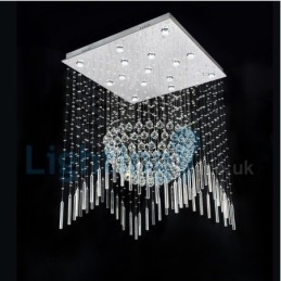 Lampadario a sospensione moderno con cristalli a goccia 80 x 80 x 100 cm 15 lampadine LED