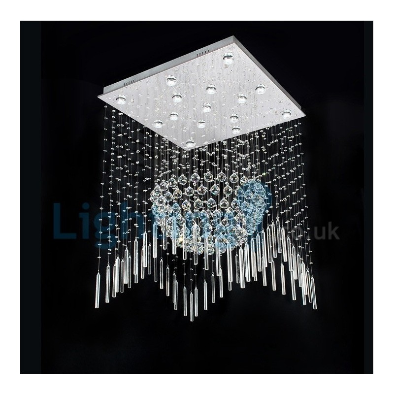 Lampadario a sospensione moderno con cristalli a goccia 80 x 80 x 100 cm 15 lampadine LED
