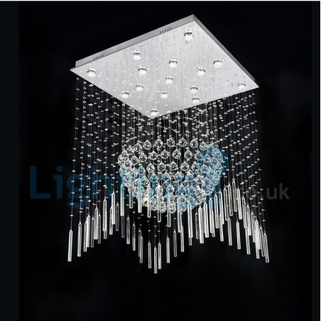 Lampadario a sospensione moderno con cristalli a goccia 80 x 80 x 100 cm 15 lampadine LED