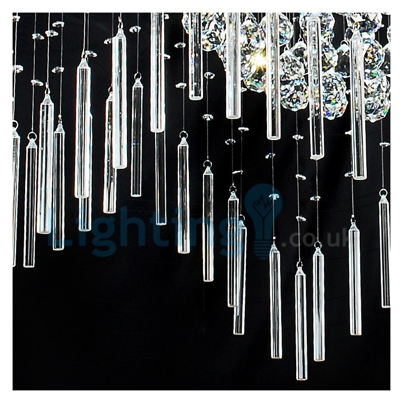 Lampadario a sospensione moderno con cristalli a goccia 80 x 80 x 100 cm 15 lampadine LED