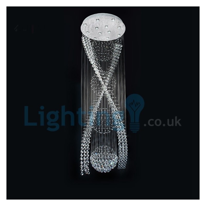 Lampadario a sospensione moderno in cristallo a goccia 80x80x320 cm 12x3 W LED