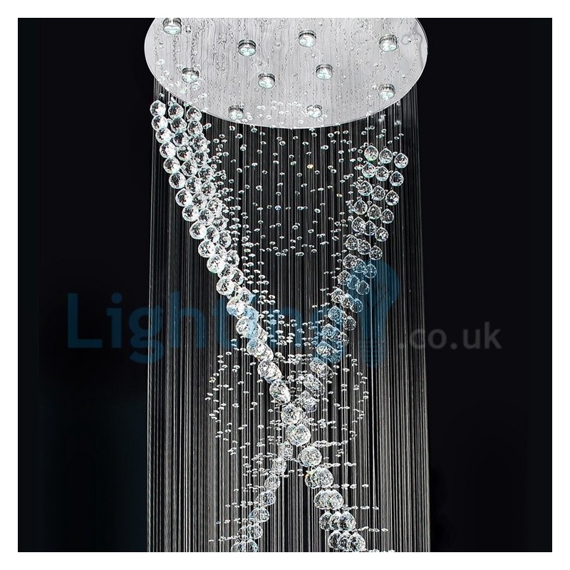Lampadario a sospensione moderno in cristallo a goccia 80x80x320 cm 12x3 W LED